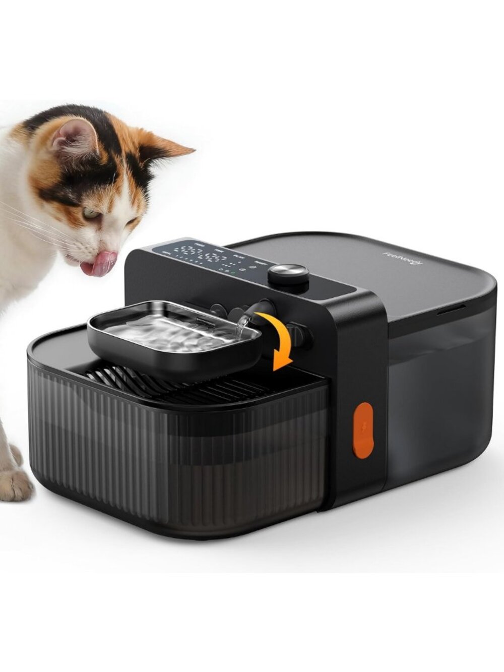 Stainless Steel Wireless Cat & Dog Water Fountain, 3.5L, Wastewater Separation